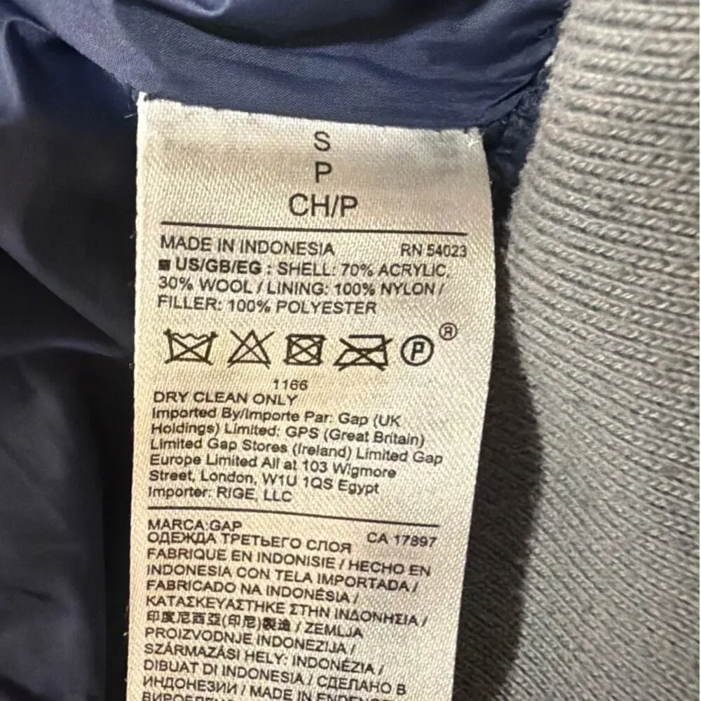 Gap Women's Gray Puffer Size Small Wool Blend EUC